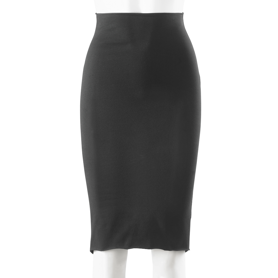 black cotton spandex pencil skirt front view